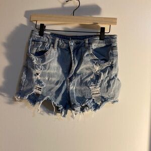 Almost Famous Light Blue Distressed Jean Shorts